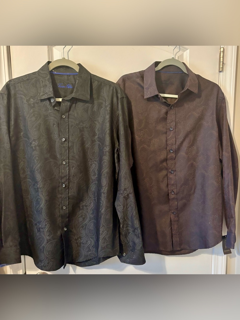 Tasso Elba Men's Paisley Graphic T-Shirt Medium Brown Combo Long Sleeve